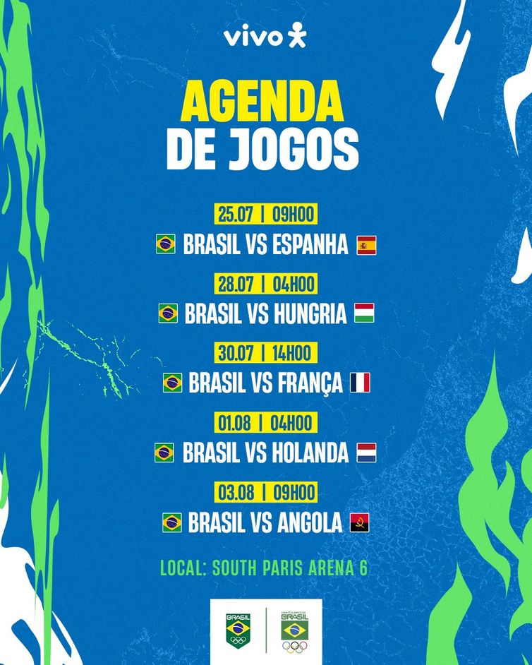 Reprodução X / Time Brasil agenda, handebol feminino, Paris 2024, Brasil
