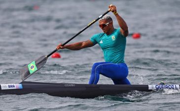 Paris 2024 Olympics - Sprint Canoe - Men's Canoe Single 1000m Semifinal 1 - Vaires-sur-Marne Nautical Stadium - Flatwater, Vaires-sur-Marne, France - August 09, 2024.
Isaquias Guimaraes Queiroz of Brazil in action. REUTERS/Molly Darlington
