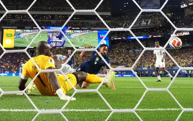 Soccer Football - FIFA World Cup 2026 - Group C - Brazil v Haiti - Philadelphia Stadium, Philadelphia, Pennsylvania, U.S. - June 19, 2026 Brazil's Matheus Cunha scores their first goal IMAGN IMAGES via Reuters/James Lang