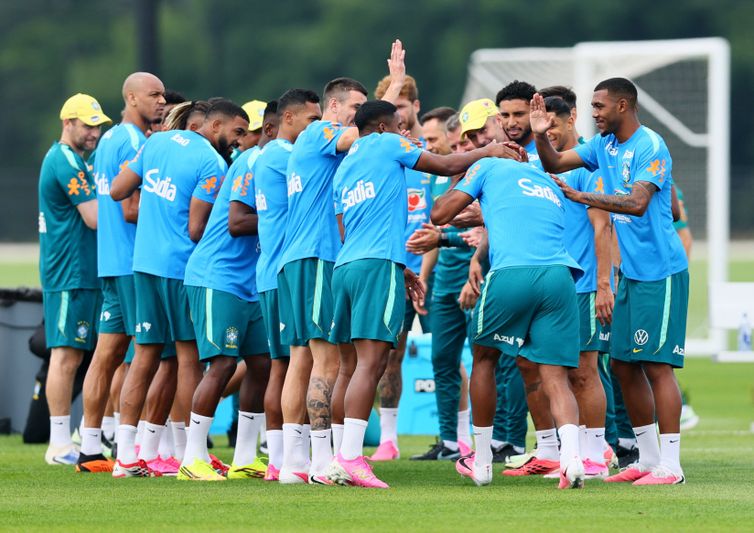 Reuters/Caean Couto/Proibida reprodução Soccer Football - FIFA World Cup 2026 - Brazil Training - Columbia Park Training Facility, Morristown, New Jersey, U.S. - June 26, 2026 General view of Brazil team members during training Reuters/Caean Couto/Proibida reprodução
